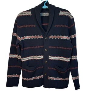 J. Crew Mens Sweater Shawl Collar Button Down Cardigan 100% Lambswool Large